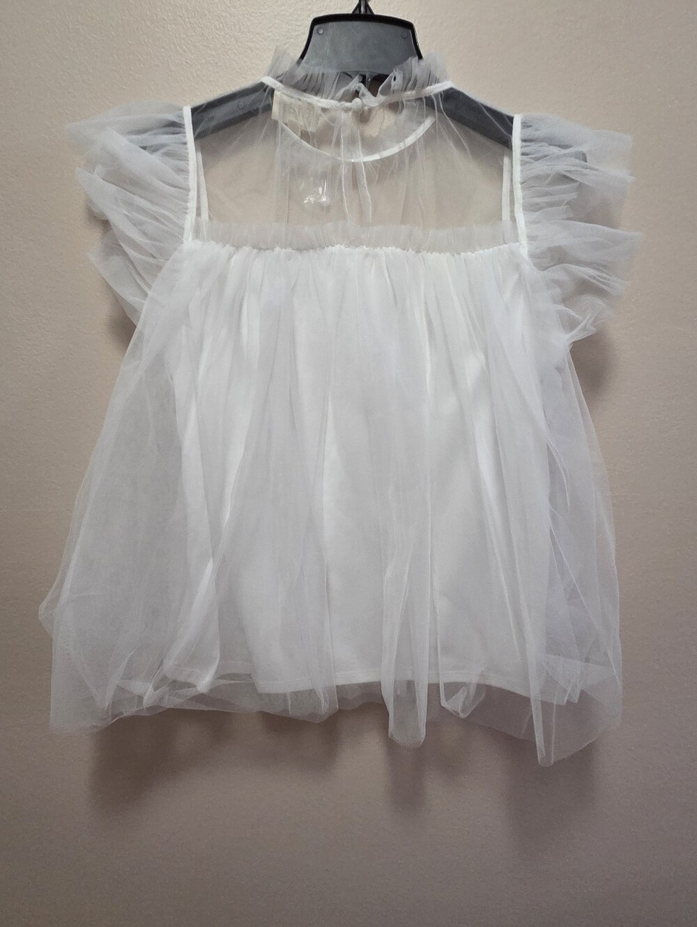 White Tulle Ruffle Top - Picture 4 of 7